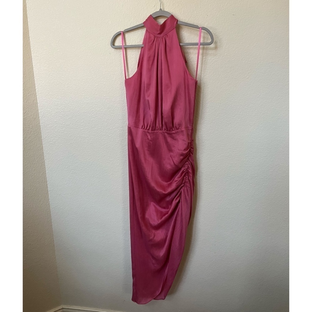 VERONICA BEARD | Gabriella Cotton Silk Halter Dress in Pink Sherbert | Size 2 - Picture 4 of 13
